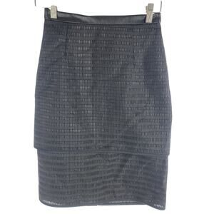 NEW Tibi Tiered Pencil Skirt Black Back 2 Way Zip Size 0